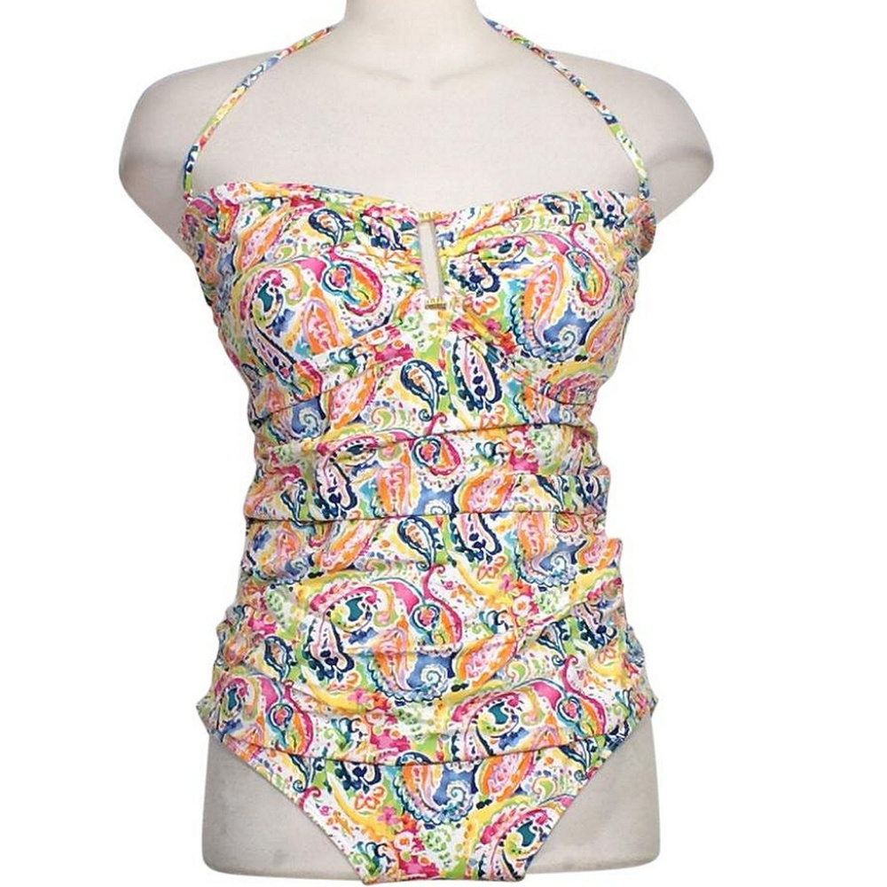 Paisley Ring Strapless Halter Swimsuit 14